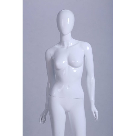 Mannequin vitrine Femme laqué blanc brillant tête oeuf