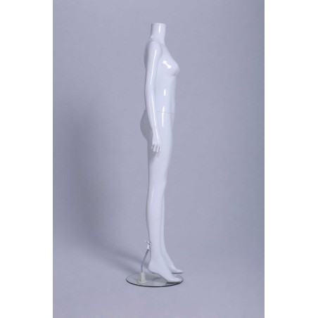Mannequin vitrine Femme laqué blanc brillant sans tête droit