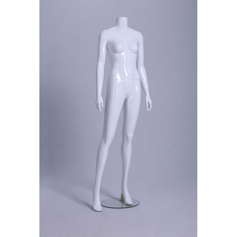Mannequin de Vitrine LV3 Blanc Brillant Femme Sans Visage Femelle Egghead 