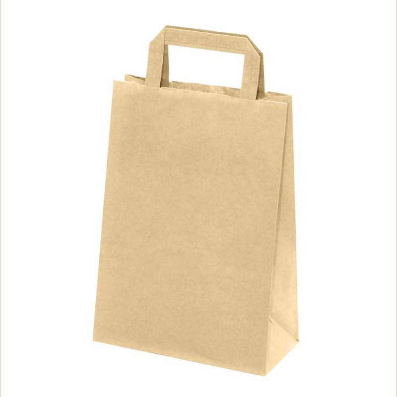 250 Sacs cabas kraft brun 70g 22*10*28 cm poignées plates 250 Sacs cabas kraft brun 70g 22*10*28 cm poignées plates