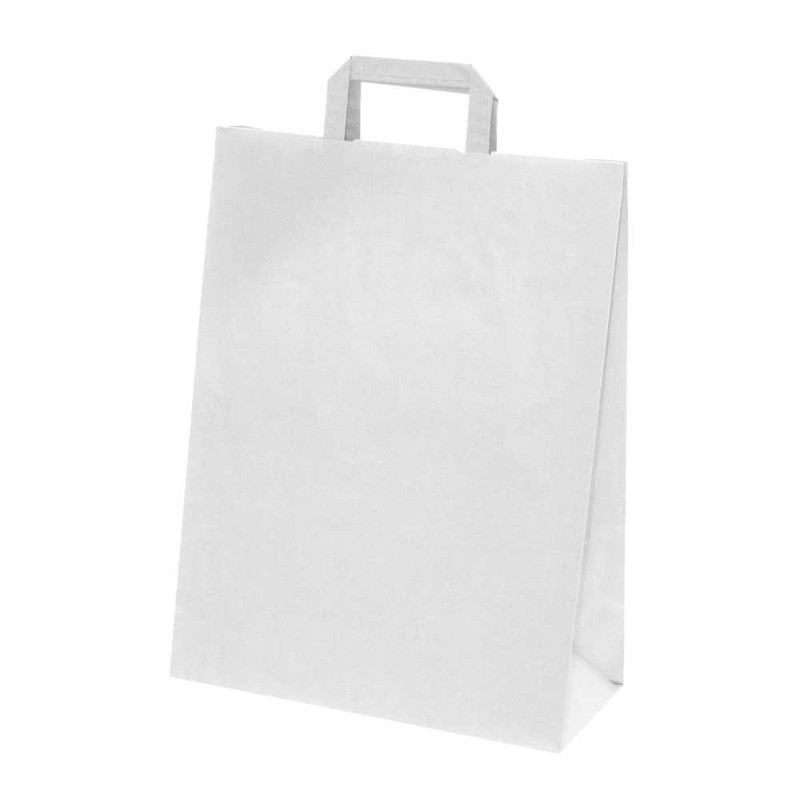50 Sacs cabas kraft blanc 70g 26*14*33 cm poignées plates