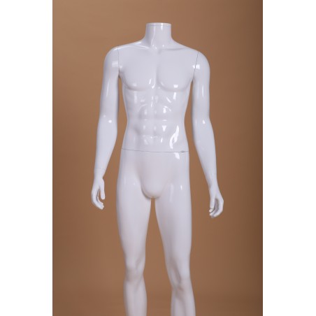 Mannequin Homme laqué blanc brillant sans tête déhanché