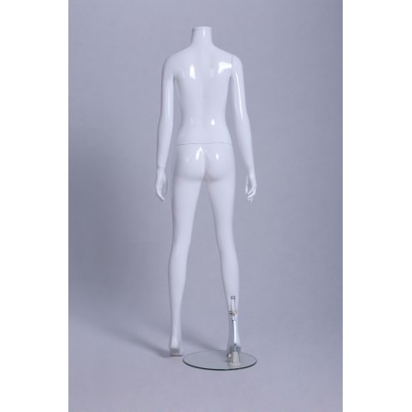 Mannequin vitrine Femme laqué blanc brillant sans tête droit