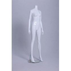 Mannequin vitrine Femme laqué blanc brillant sans tête droit