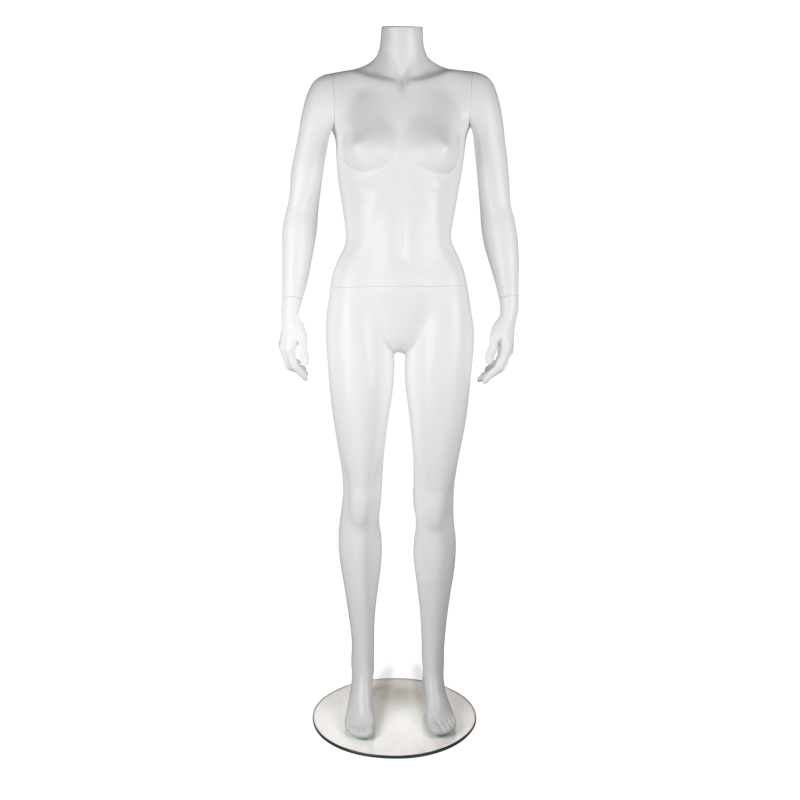 Mannequin vitrine femme sans tête fibre de verre blanc