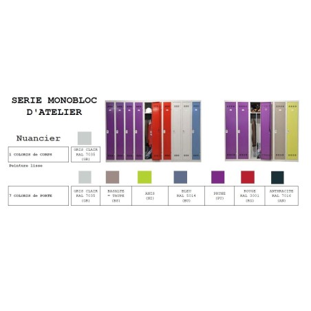 Casier Vestiaire 2 colonnes 60cm monobloc soudé industrie propre