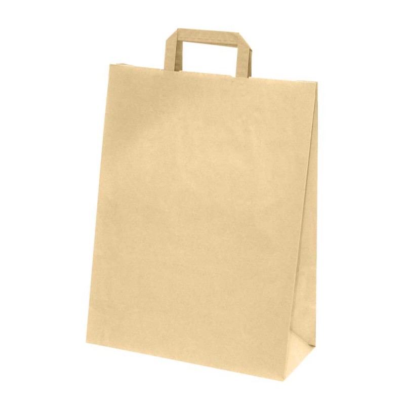 50 Sacs cabas kraft brun 70g 26*17*34 cm poignées plates