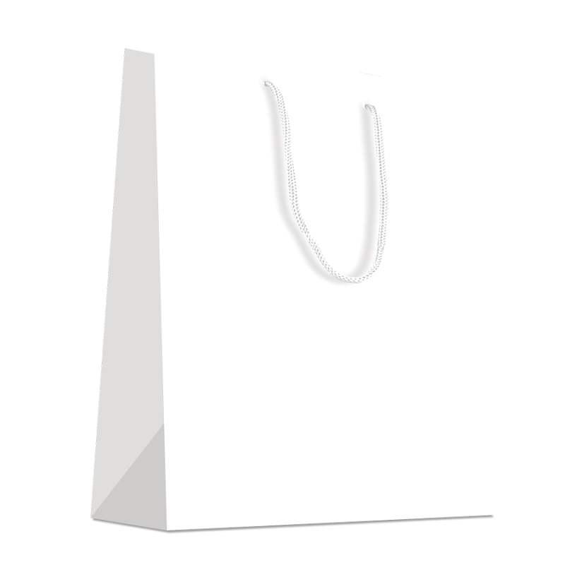 20 Sacs cabas unis blanc brillant poignées cordelières 170g