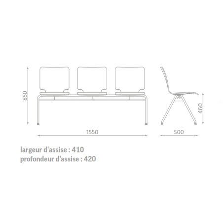 Chaise Axo par 3 hêtre multiplis