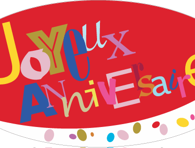 500 Étiquettes "Joyeux Anniversaire" ovale rouge