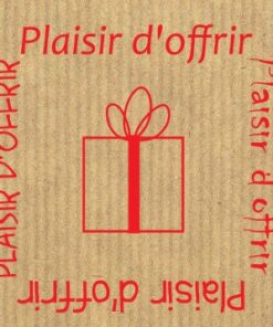 500 Étiquettes "plaisir d'offrir" Kraft impression rouge