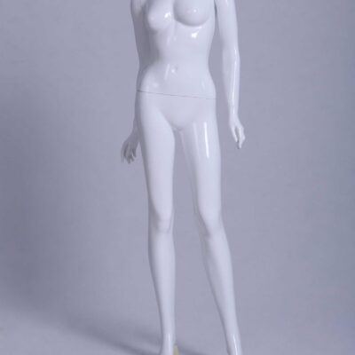 Mannequin Femme laqué blanc brillant sans tête Jambe avant