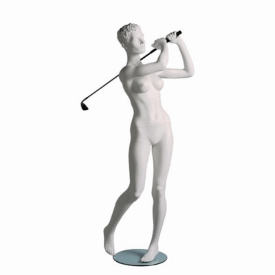 Mannequin sportif femme golfeur blanc