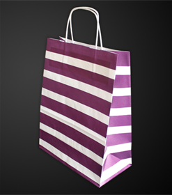 Sac papier kraft rayures Aubergine L24xP12xH31 cm x50