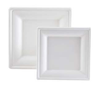 50 Assiettes Carrées Bagasse