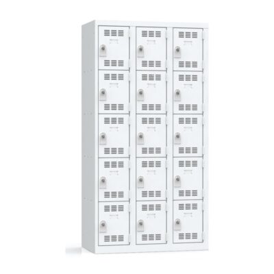 Alternative view of Vestiaire 3 colonnes multicases 90 cm monobloc soudé