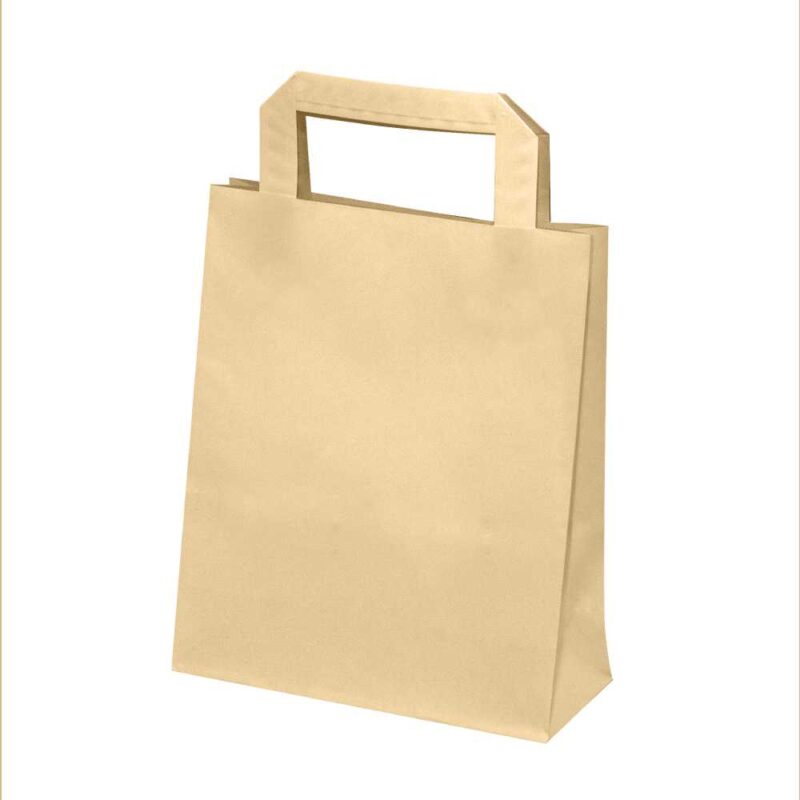 250 Sacs cabas kraft Brun 70g L20xP10xH25 cm poignées plates