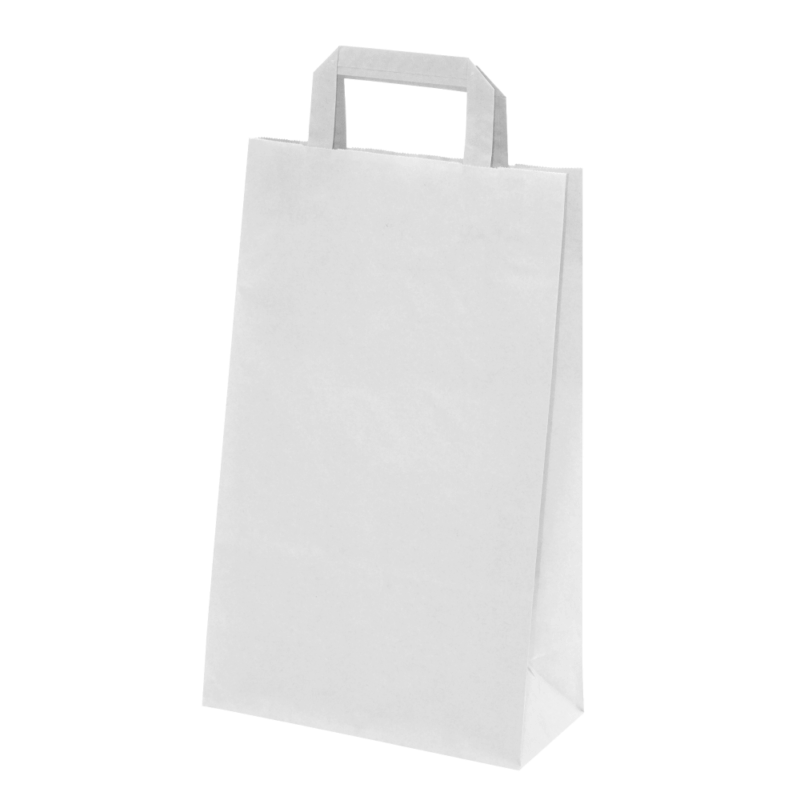 250 Sacs papier Kraft Blanc poignées plates L26xP10xH33 cm