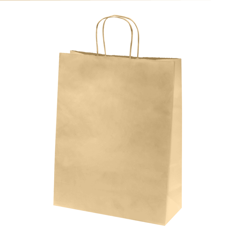 50 Sacs Papier Kraft brun poignées torsadées 32x13x41 cm