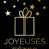 500 Étiquettes "Joyeuses Fêtes" or et noir