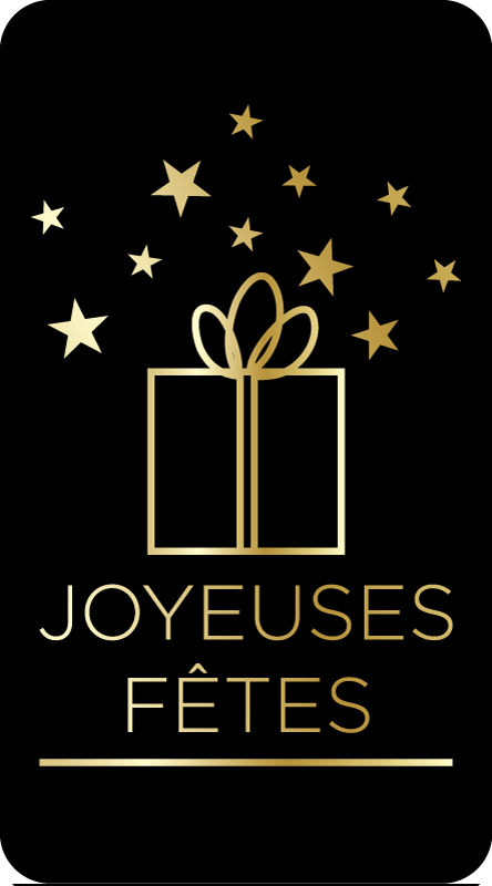 500 Étiquettes "Joyeuses Fêtes" or et noir