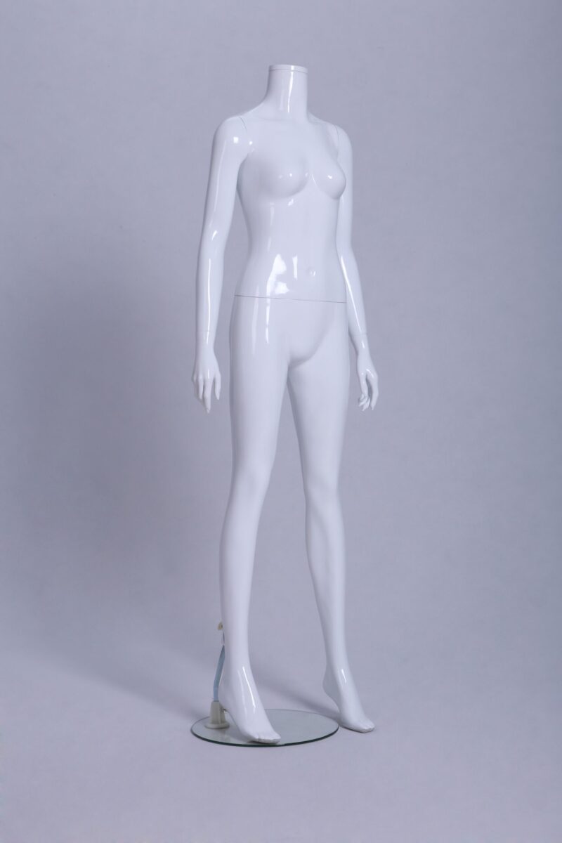 Mannequin Femme laqué blanc brillant sans tête droit