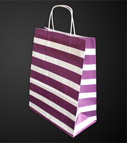 Sac papier kraft rayures Aubergine L35xP14xH40 cm x50