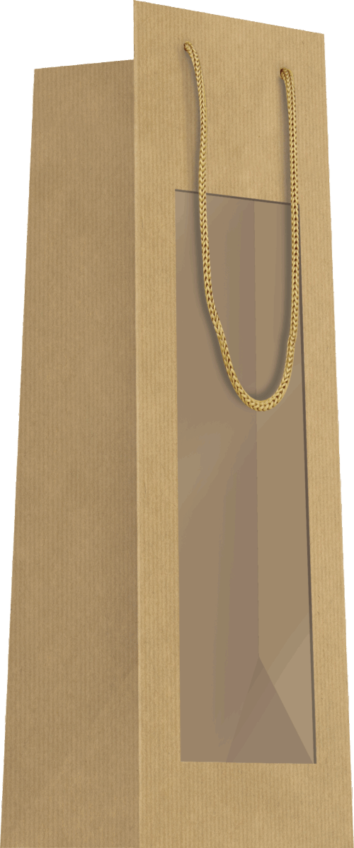Sac bouteille kraft brun vergé avec fenêtre L11xP11xH39 cm x20