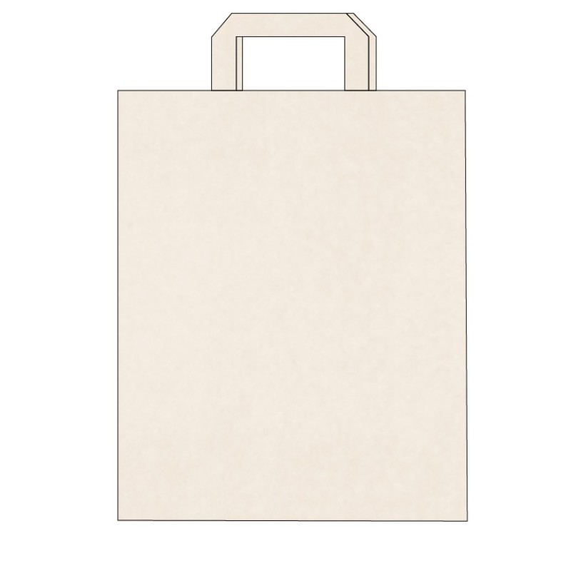 Alternative view of Sac papier kraft poignées plates personnalisable 1 couleur