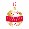 Étiquettes “Joyeuses Fêtes” boule rouge et or x500